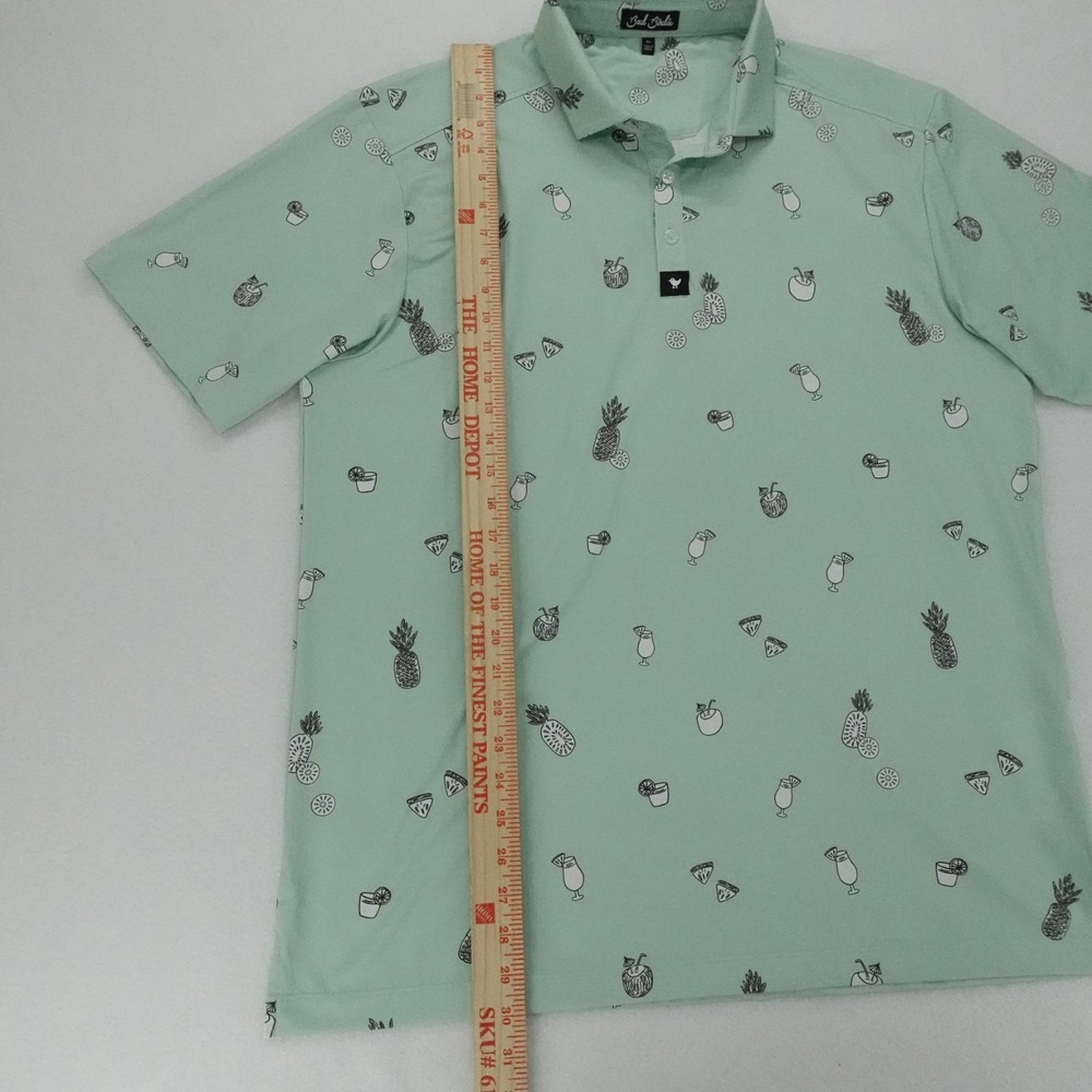 Bad Birdie Shirt Mens XL Mint Green Pineapple Cocktail Golf Stretch Polo - Picture 6 of 10